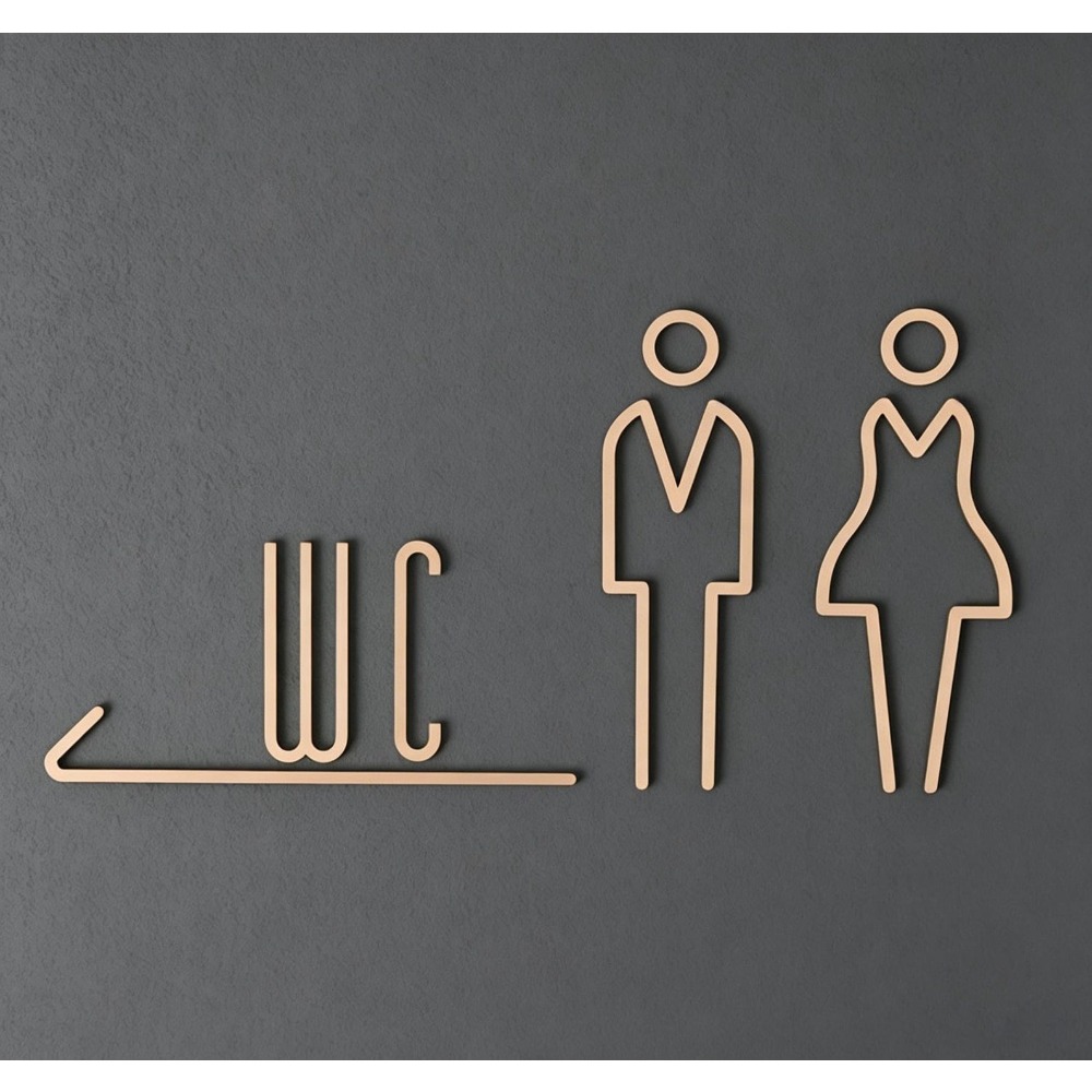 Home Bathroom Door Signs - 황동 화장실 문 표지판, 금색 화장실