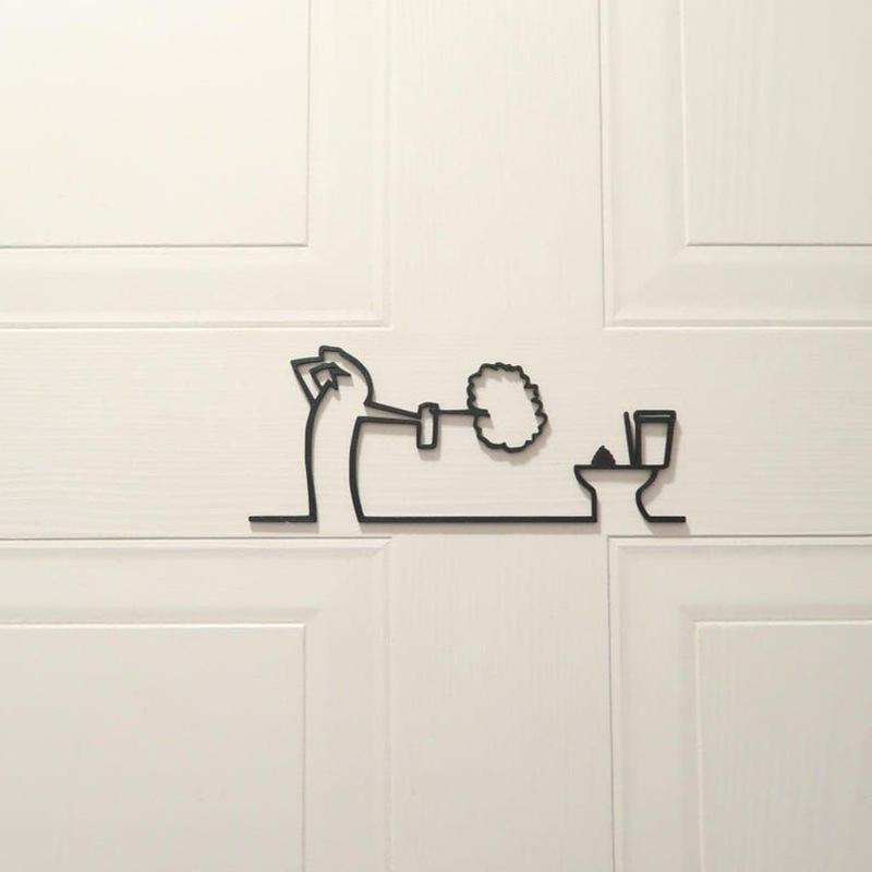 Home Bathroom Door Signs - 새로운 미니멀리스트 라인 금속 욕실 표지판