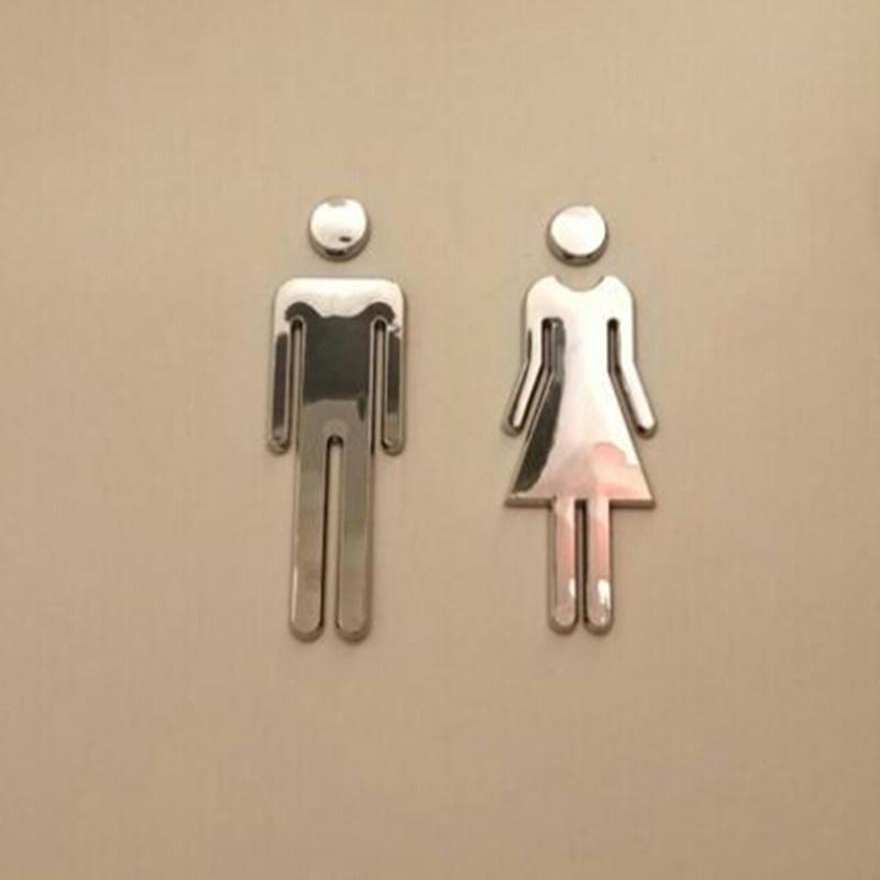 Home Bathroom Door Signs - 3D 아크릴 거울 변기 문짝 사인
