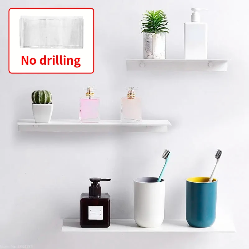 Tiny Home Bathroom Kitchen - 드릴링 샴푸 홀더없이 작은 선반 욕실