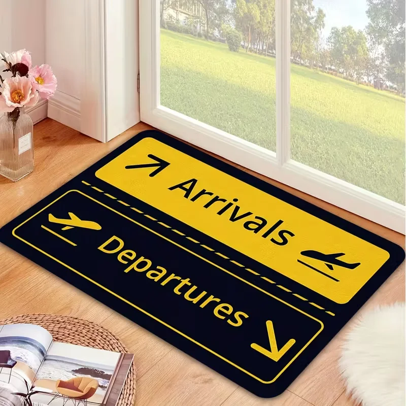 Home Bathroom Door Signs - 공항 표지판 도어매트 재미있는 입구 매트
