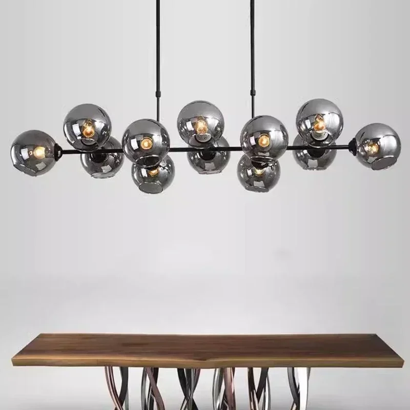 Home Of The Year Bathroom - 회색 유리 LED 펜던트 조명, 거실