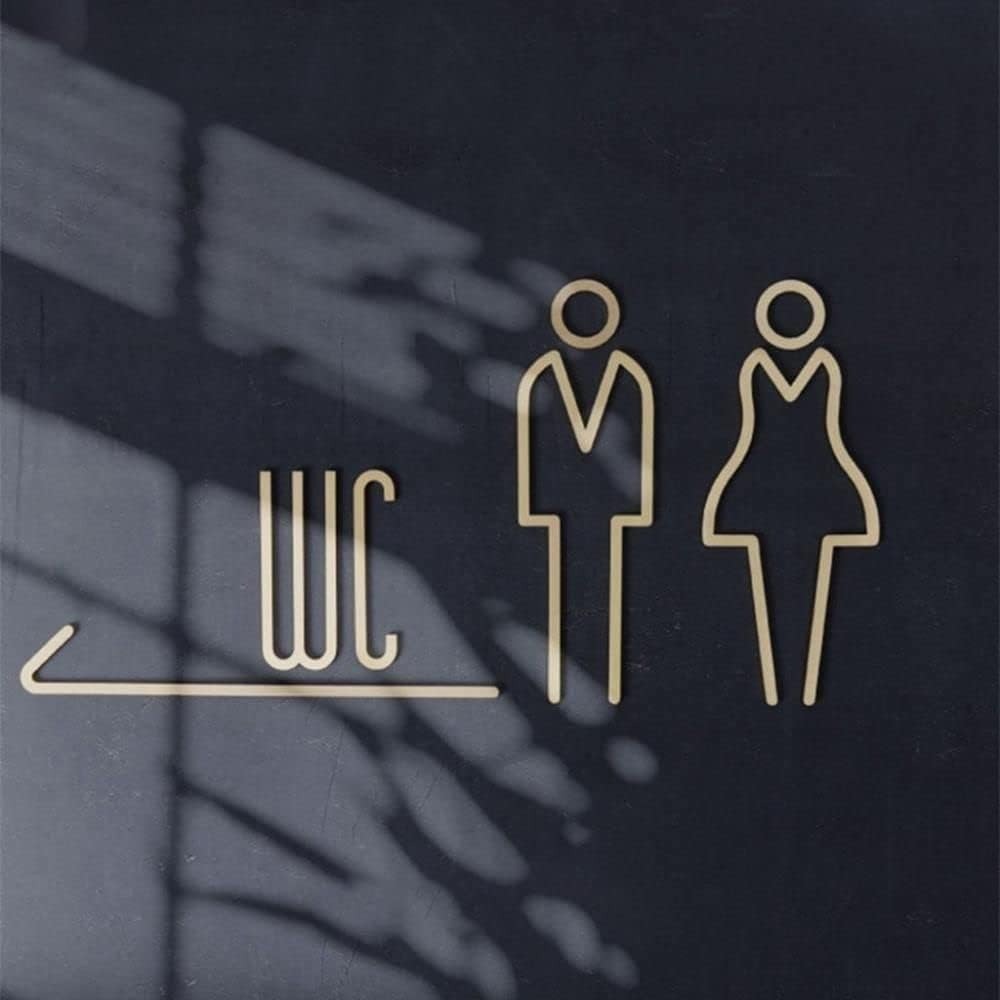 Home Bathroom Door Signs - 자가 접착식 황동 WC 표지판 화장실