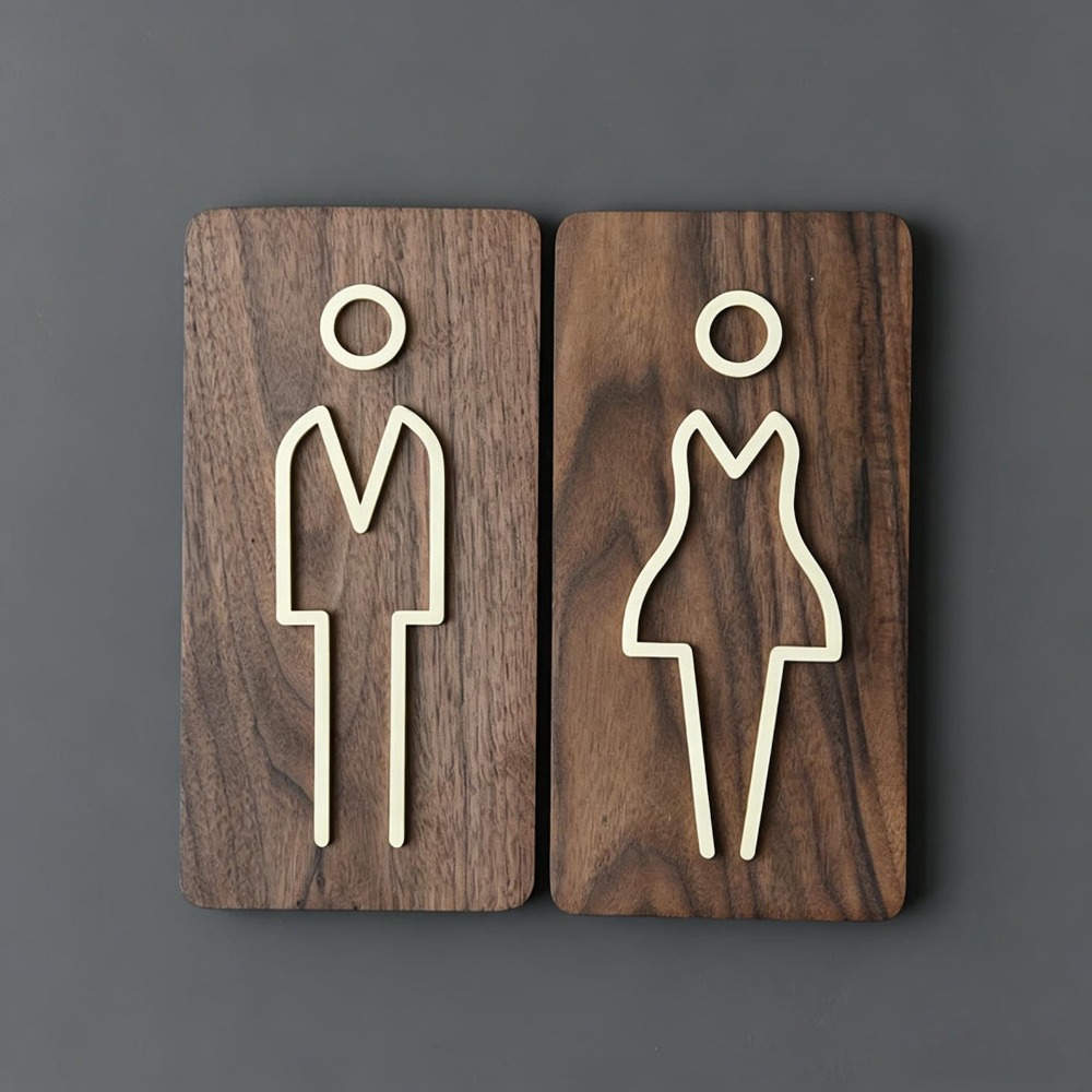 황동 화장실 문 표지판, 금색 화장실 표지판, 남녀 화 - Home Bathroom Door Signs 리뷰 및 가격