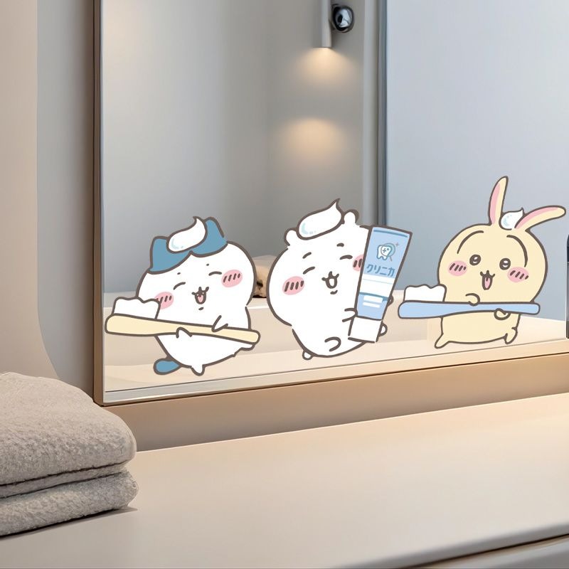 핫 치이카와 미러 스티커 강력 접착 투명 프린트 방수  - Home Goods Bathroom Decor 리뷰 및 가격