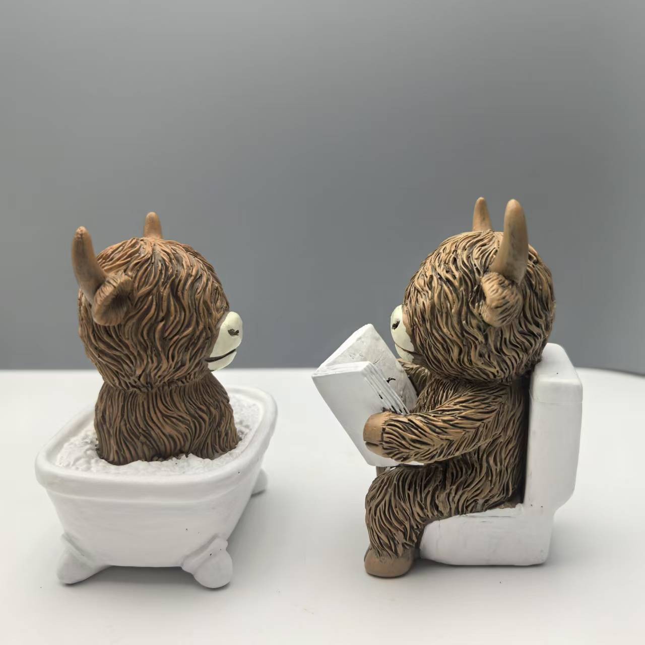 귀여운 스코틀랜드 하이랜드 소 레진 피규어 재미있는 목 - Home Of The Year Bathroom 리뷰 및 가격
