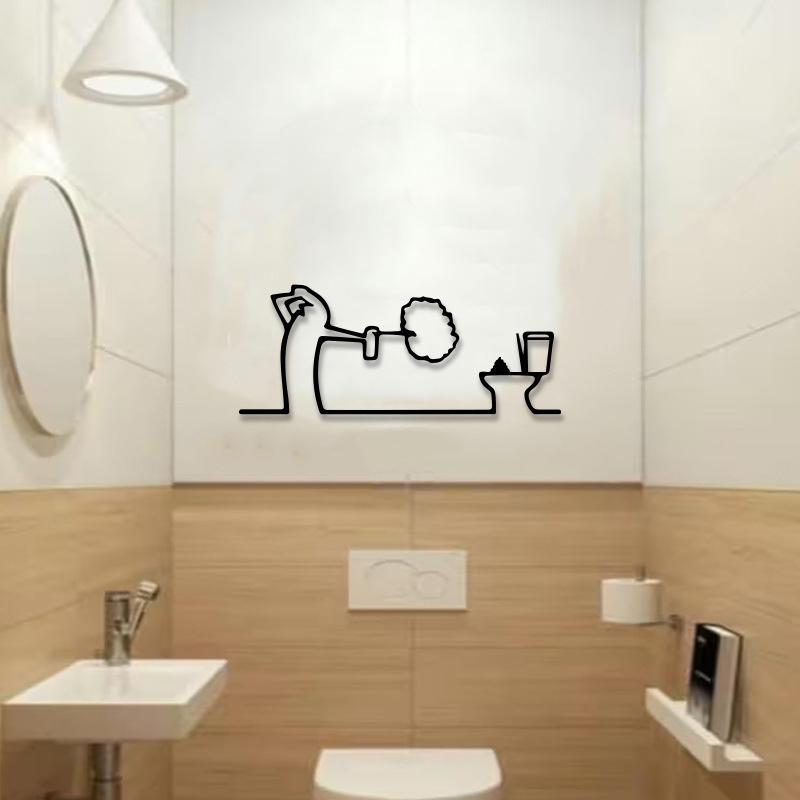 새로운 미니멀리스트 라인 금속 욕실 표지판 장식 화장실 - Home Bathroom Door Signs 리뷰 및 가격