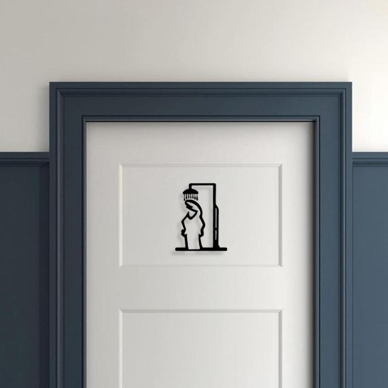 1개 미니멀리스트 라인 메탈 욕실 표지판 러스틱 도어  - Home Bathroom Door Signs 리뷰 및 가격