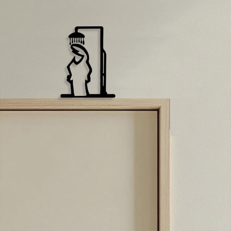 1개 미니멀리스트 라인 메탈 욕실 표지판 러스틱 도어  - Home Bathroom Door Signs 리뷰 및 가격