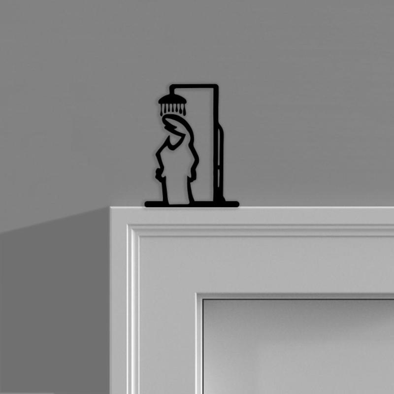1개 미니멀리스트 라인 메탈 욕실 표지판 러스틱 도어  - Home Bathroom Door Signs 리뷰 및 가격