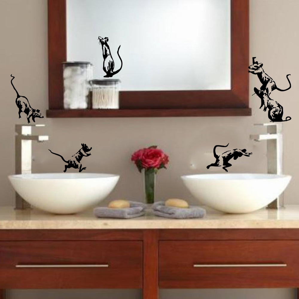 뱅크시 화장실 쥐 벽 스티커 욕실 샤워 마우스 스트리트 - Home Bathroom Tiles 리뷰 및 가격