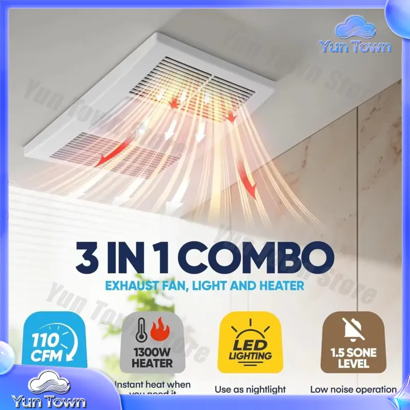 욕실용 히터 및 LED 조명 내장 배기팬 1300W 1 - Home Bathroom Vent Fans 리뷰 및 가격