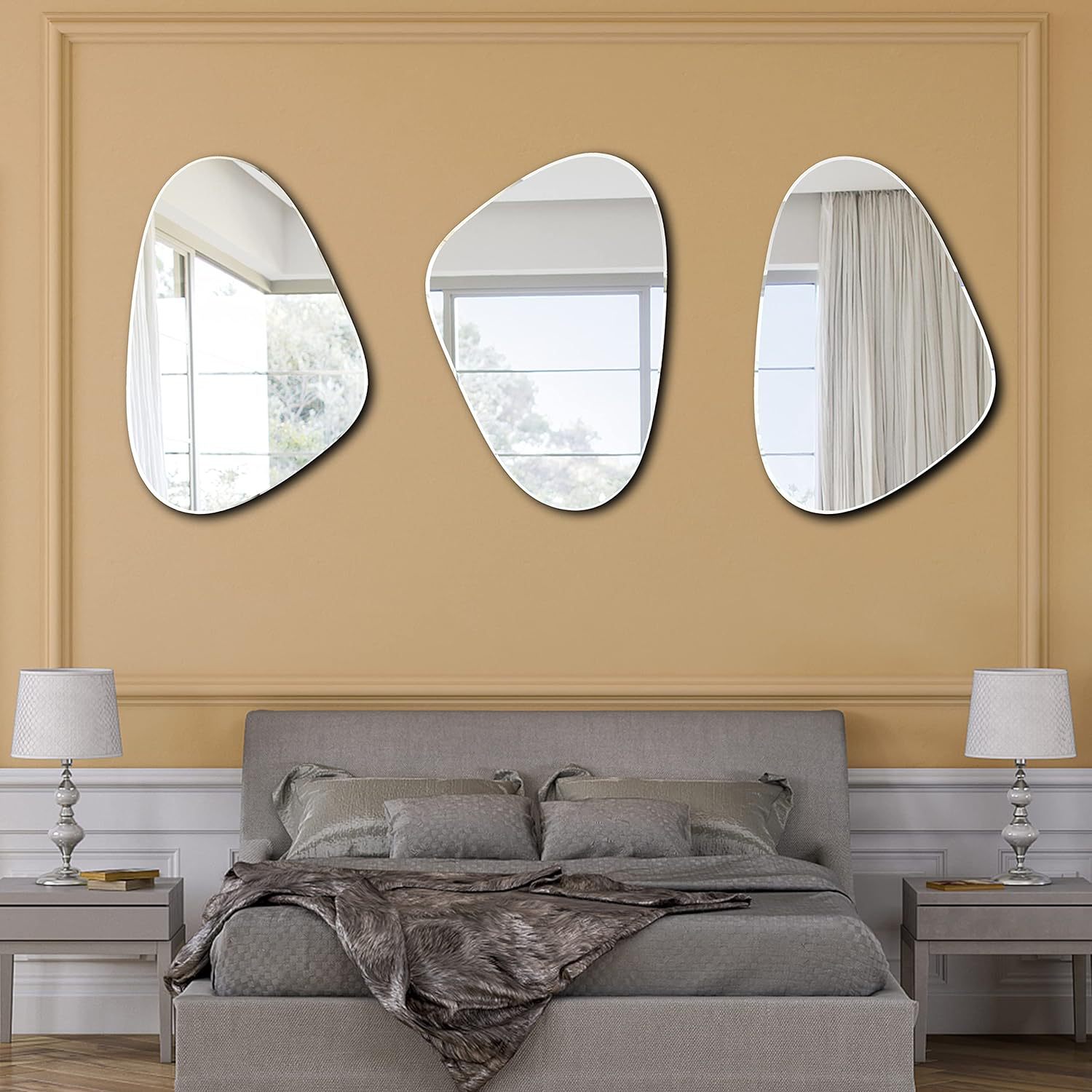불규칙한 모양의 욕실 벽 거울 아트 장식 실버 미러 H - Home Goods Bathroom Mirrors 리뷰 및 가격