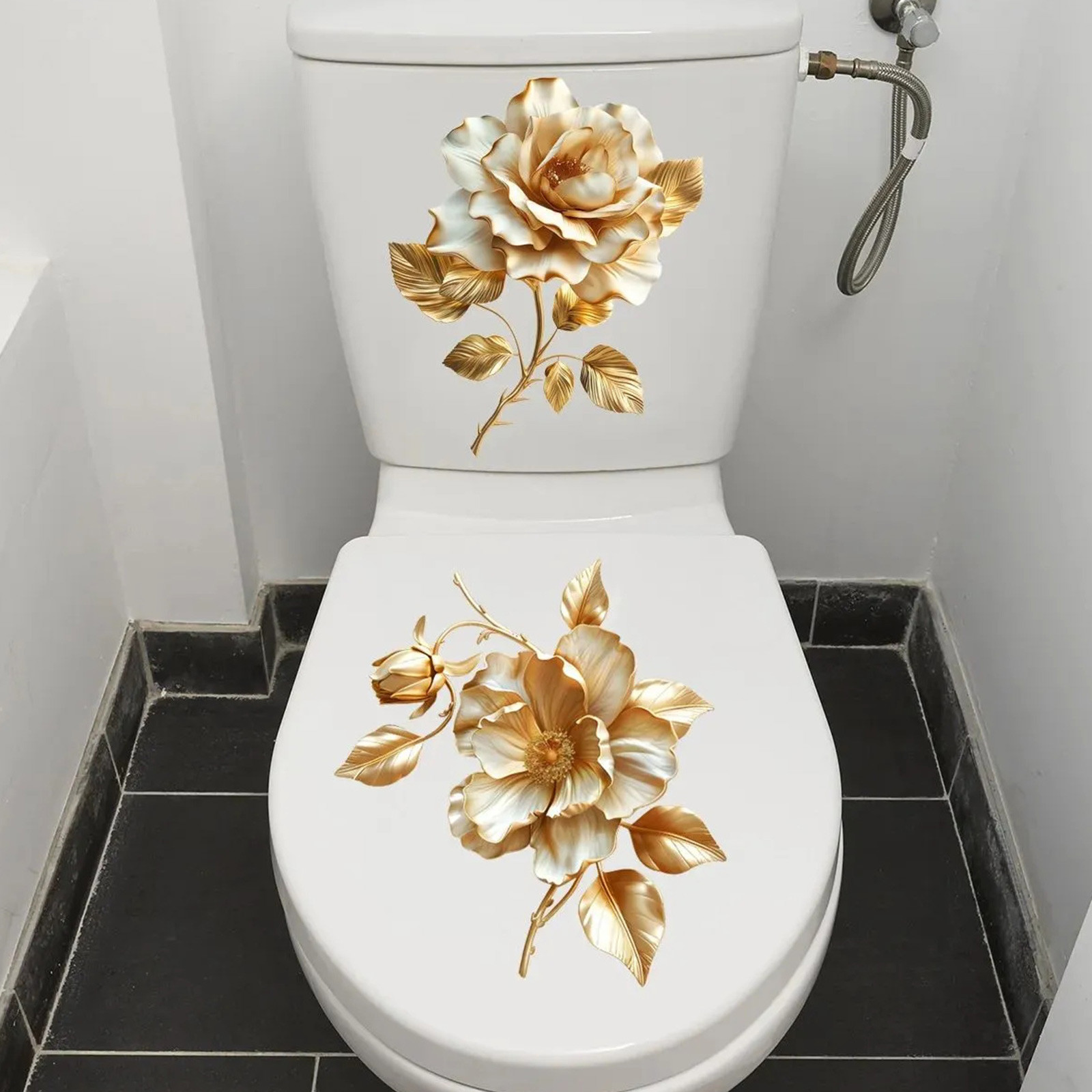 2pcs 꽃무늬 화장실 스티커는 욕실 벽 데칼에 낭만적 - Home Of The Year Bathroom 리뷰 및 가격