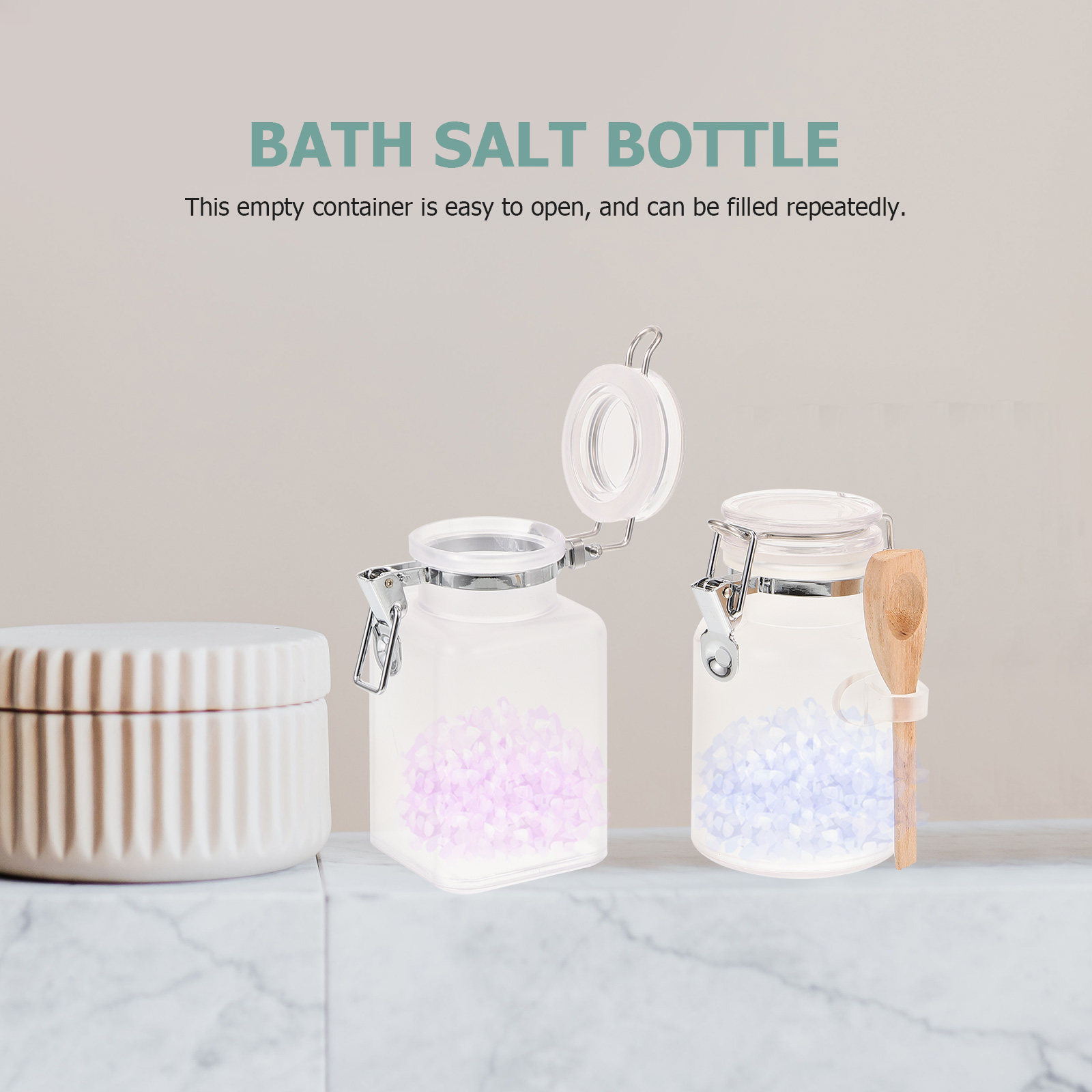 2세트 욕실용 소금 밀폐 보관 용기, 가벼운 리필 가능 - Bath Salts Jar 리뷰 및 가격